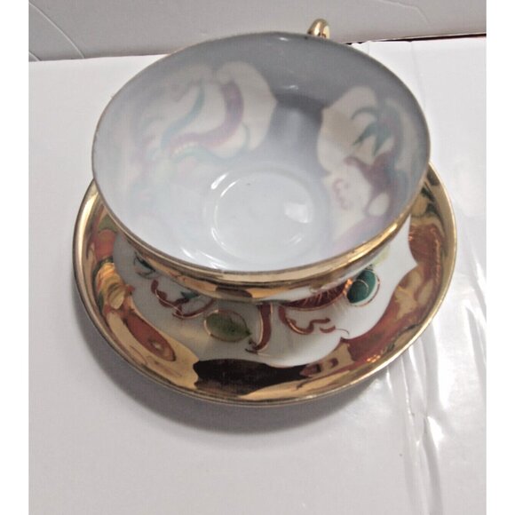 Chinese Dragon Hand Made Eggshell Porcelain Tea Cup & Saucer 22K Gold gilt - Picture 7 of 16